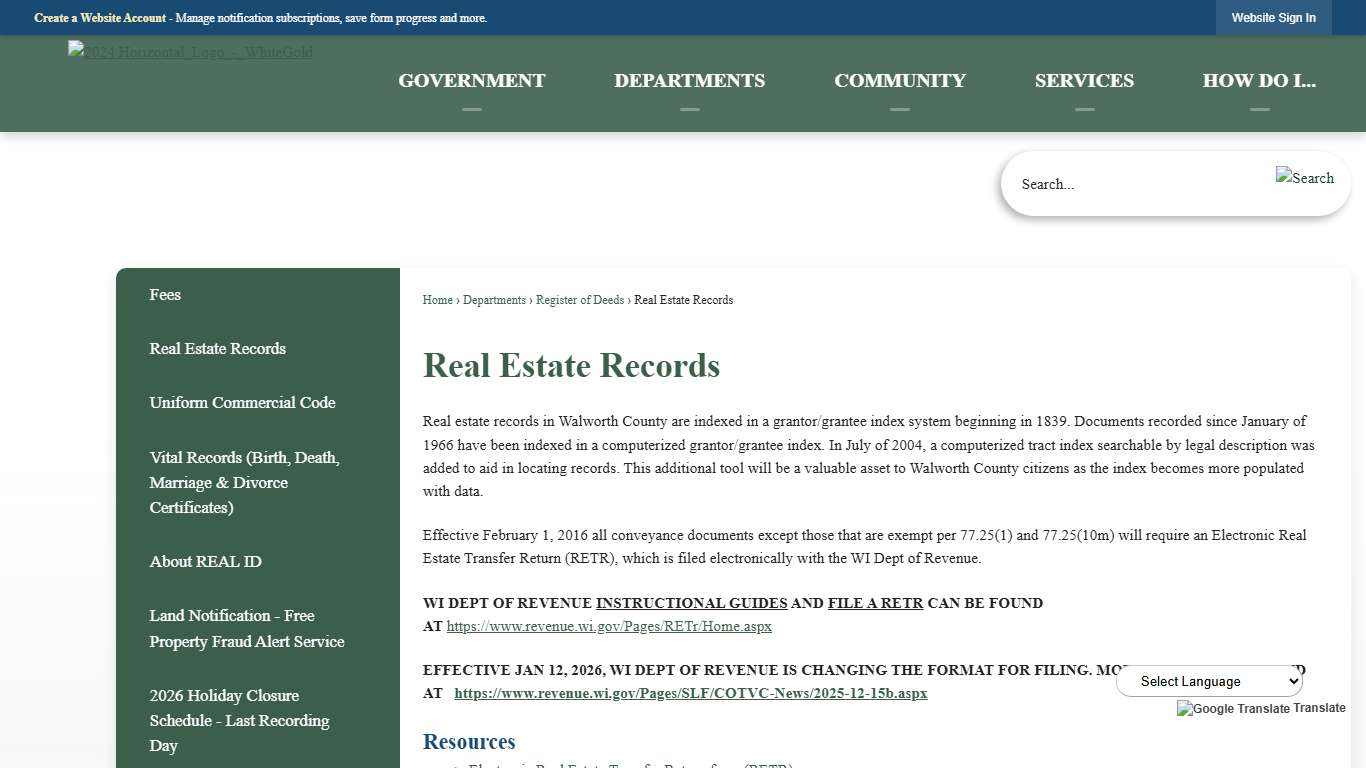 Real Estate Records Walworth County, WI