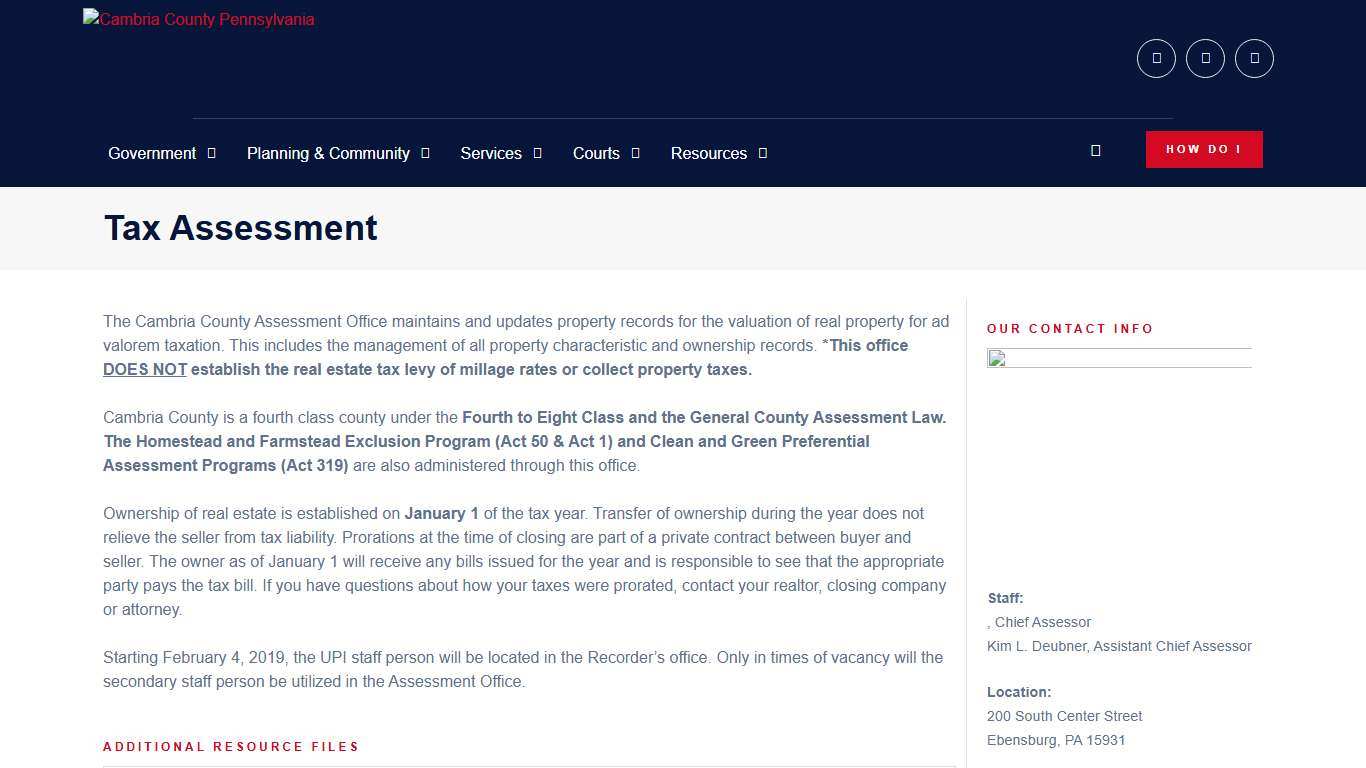 Tax Assessment - Cambria County, PA